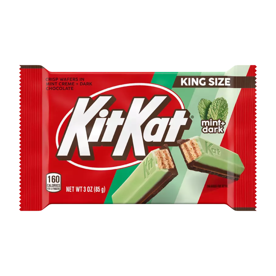 KIT KAT® DUOS Mint and Dark Chocolate King Size Candy Bar, 3 oz - Front of Package