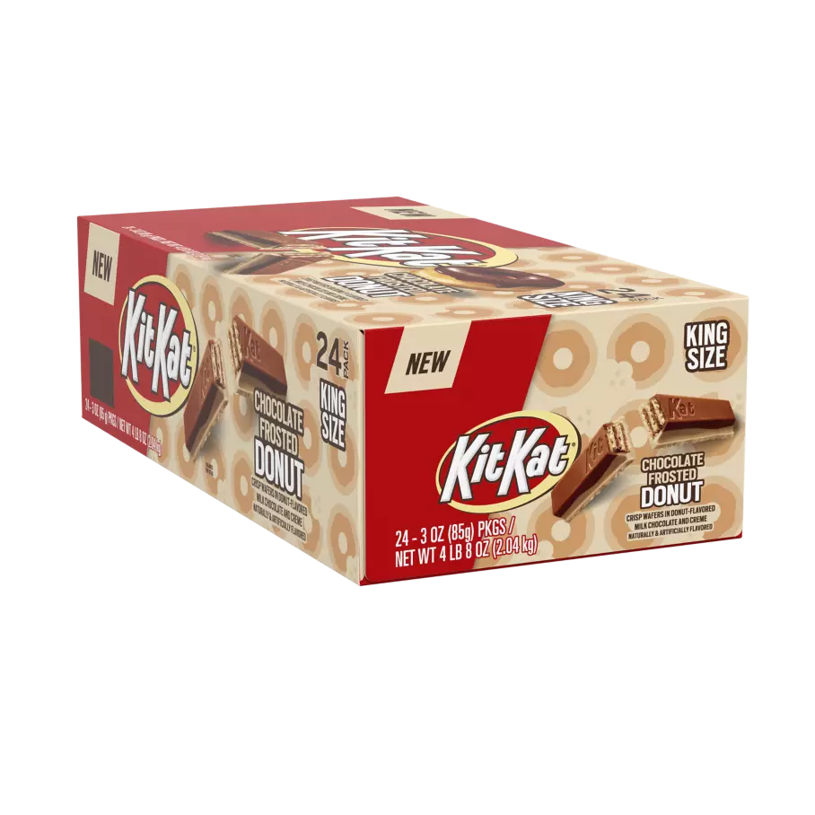 KIT KAT® Chocolate Frosted Donut King Size Candy Bars, 3 oz, 24 count box - Front of Package
