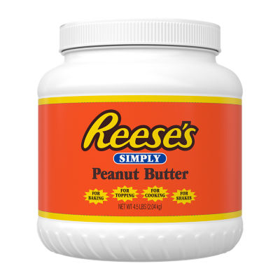 REESE'S Simply Pump-Able Peanut Butter Sauce, 27 lb box, 6 jars - Front of Package