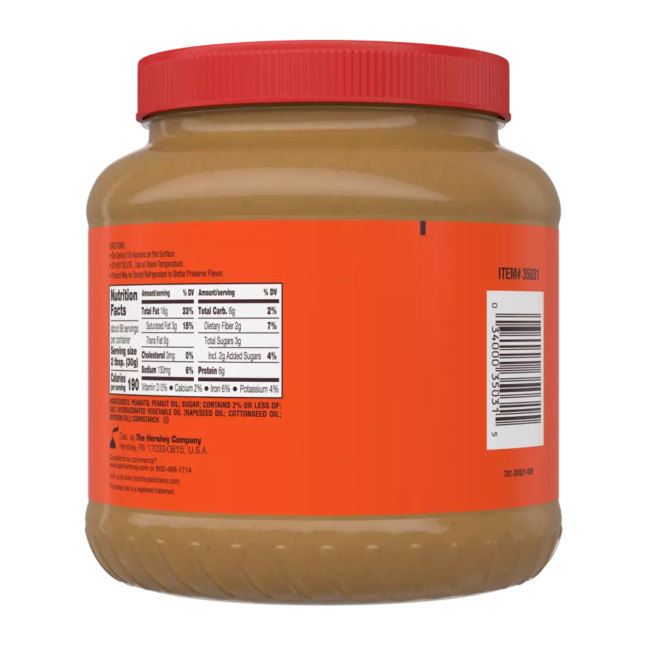 REESE'S Peanut Butter Sauce, 27 lb jar, 6 jars - Back of Package