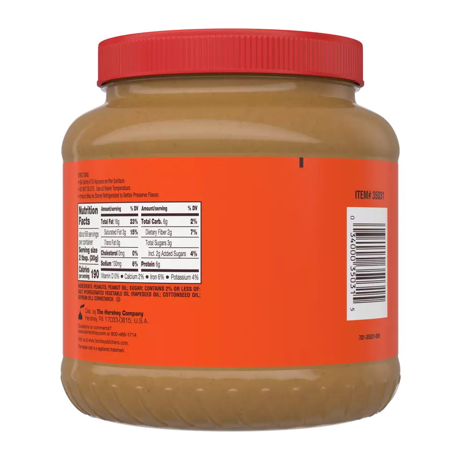 REESE'S Peanut Butter Sauce, 4.5 lb jar, 6 jars - Back of Package