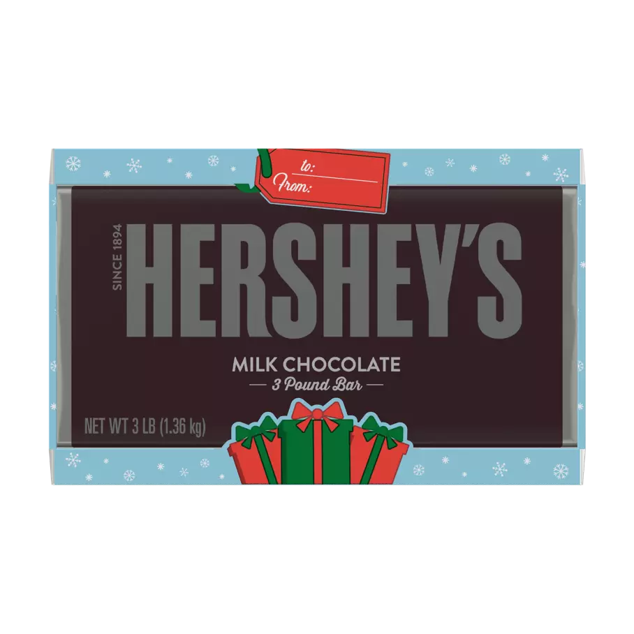 HERSHEY'S Holiday Milk Chocolate Candy Bar, 48 oz - Front of Package