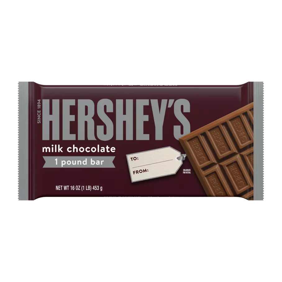 HERSHEY'S Holiday Milk Chocolate Candy Bar, 16 oz - Front of Package