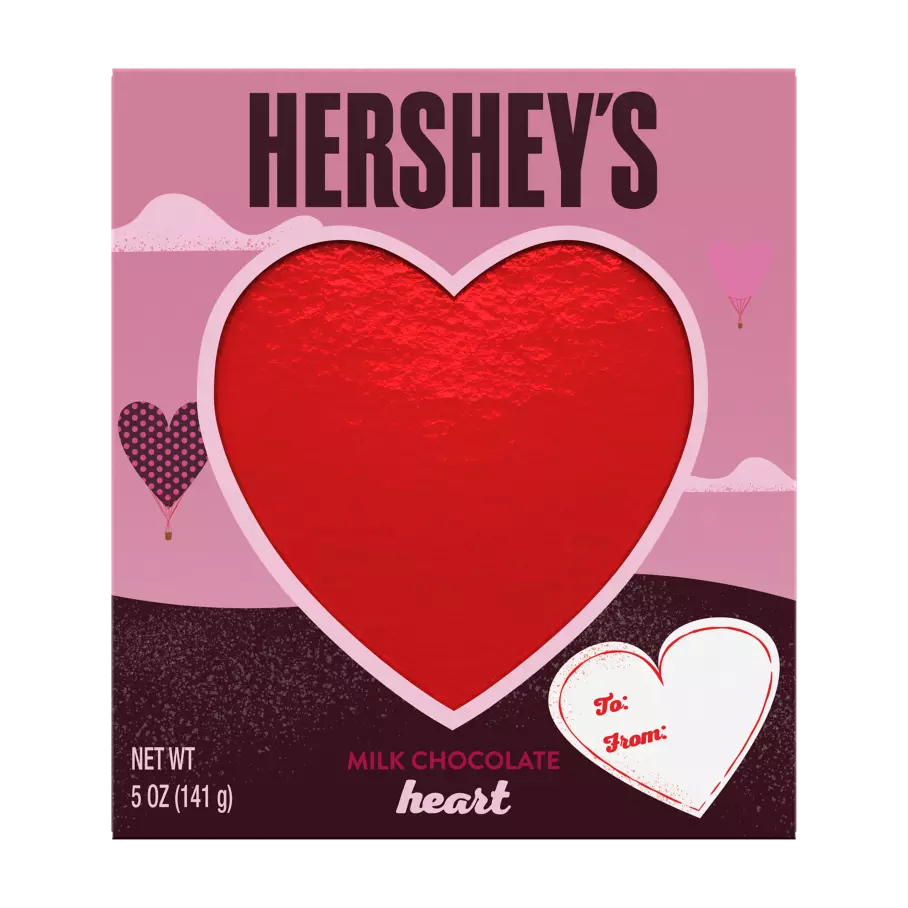 HERSHEY'S Milk Chocolate Heart, 5 oz box - Front of Package