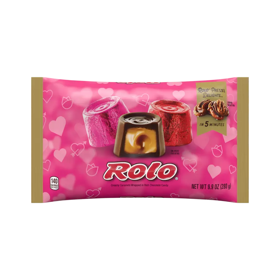 ROLO® Valentine's Creamy Caramels in Rich Chocolate Candy, 9.9 oz bag - Front of Package