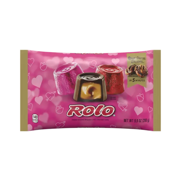 ROLO® Valentine's Creamy Caramels in Rich Chocolate Candy, 9.9 oz bag - Front of Package