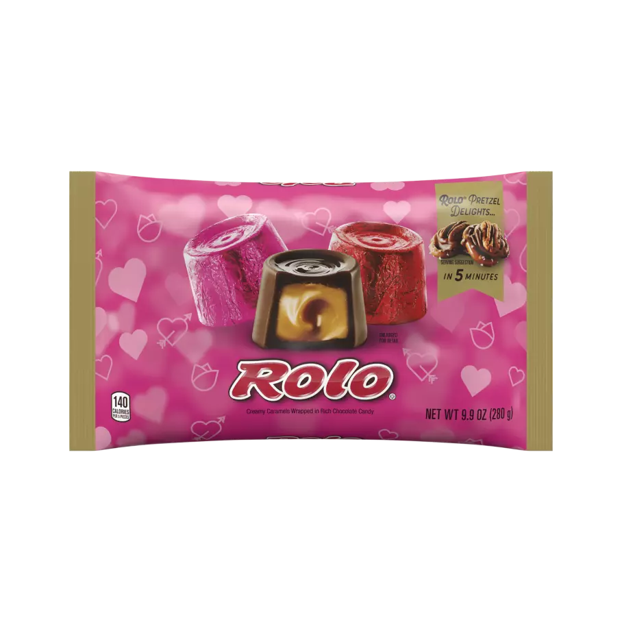 ROLO® Valentine's Creamy Caramels in Rich Chocolate Candy, 9.9 oz bag - Front of Package