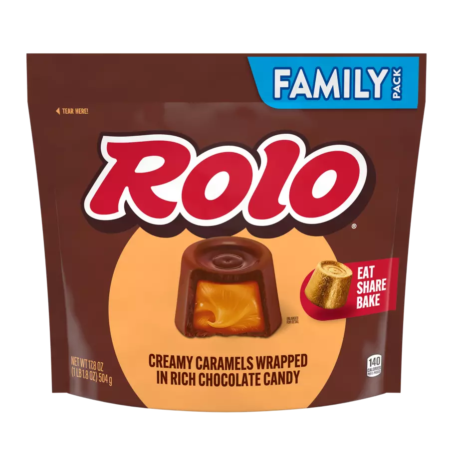 ROLO® Creamy Caramels in Rich Chocolate Candy, 17.8 oz bag - Front of Package