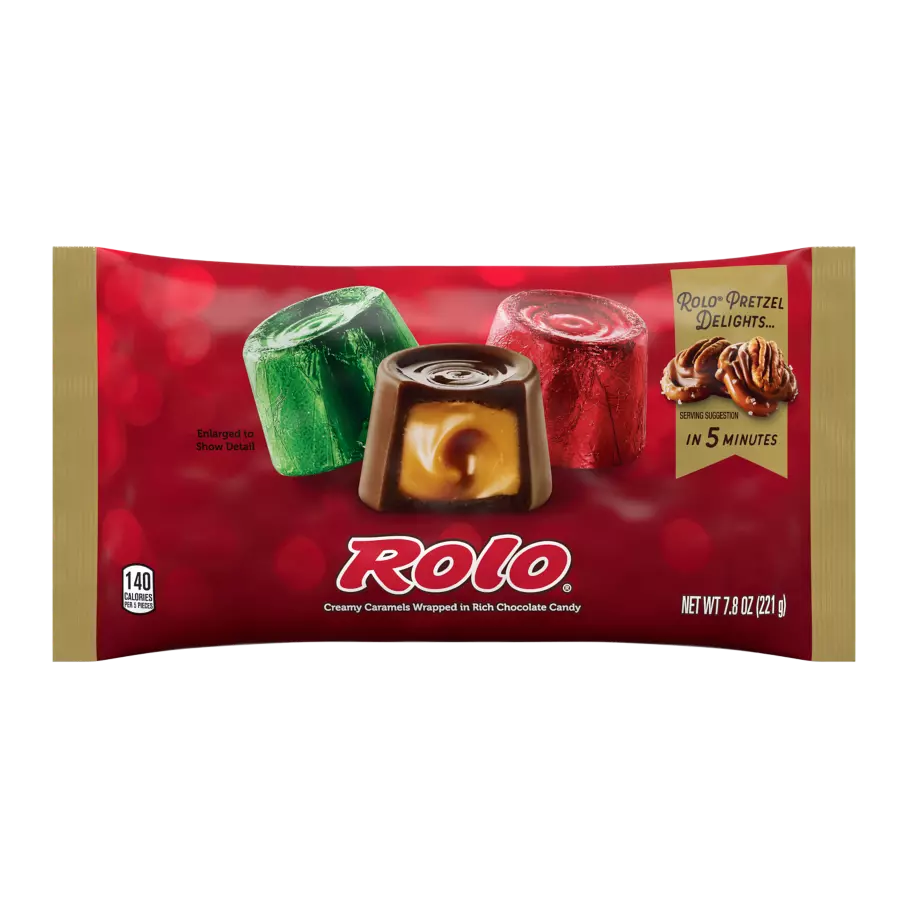 ROLO® Holiday Creamy Caramels in Rich Chocolate Candy, 7.8 oz bag - Front of Package