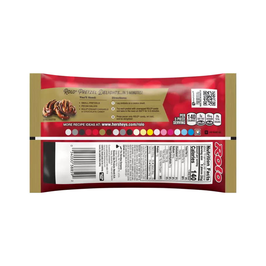 ROLO® Holiday Creamy Caramels in Rich Chocolate Candy, 10.1 oz bag - Back of Package