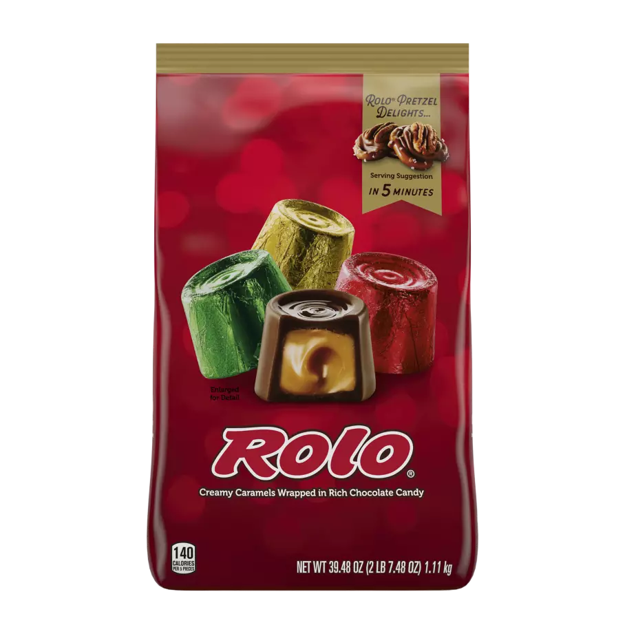 ROLO® Holiday Creamy Caramels in Rich Chocolate Candy, 39.48 oz bag - Front of Package