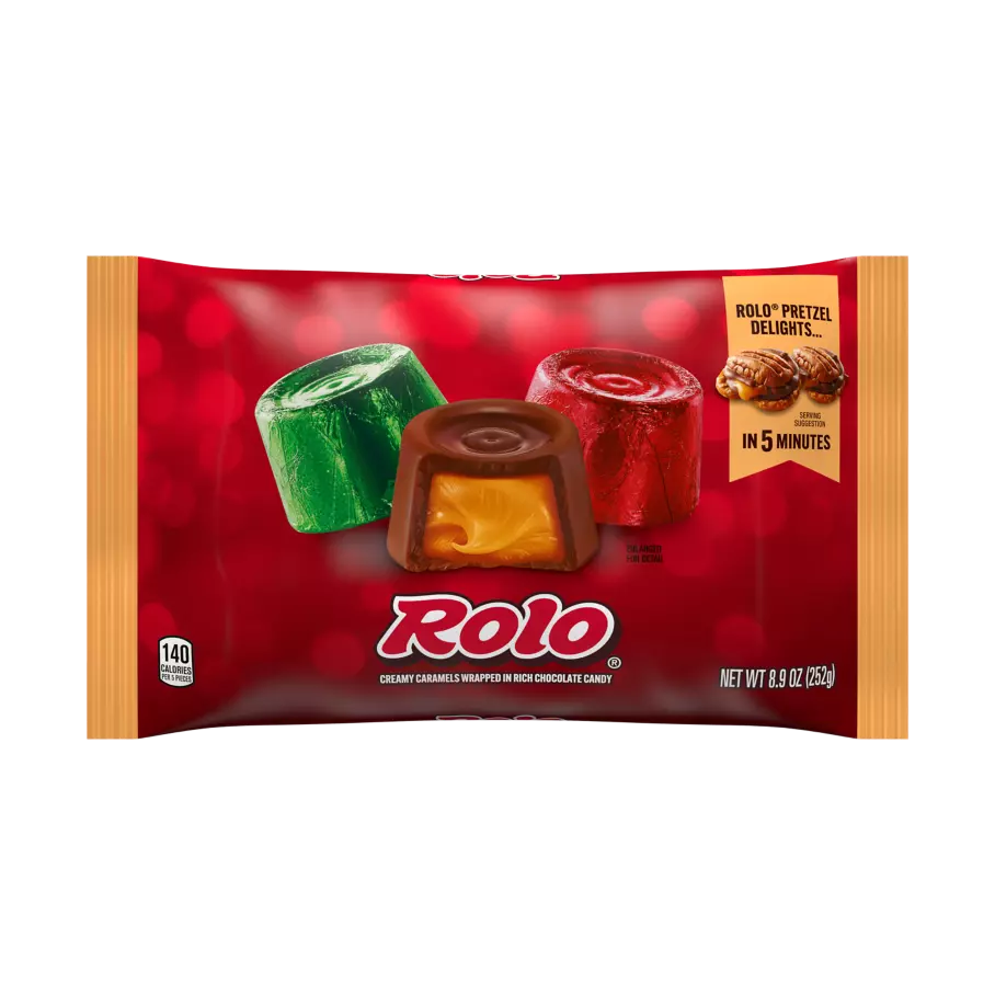 ROLO® Holiday Creamy Caramels in Rich Chocolate Candy, 8.9 oz bag - Front of Package