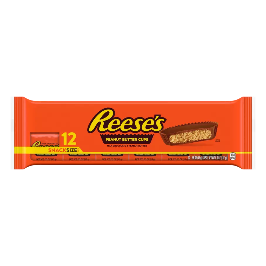 REESE'S Milk Chocolate Snack Size Peanut Butter Cups, 6.6 oz, 12 pack - Front of Package