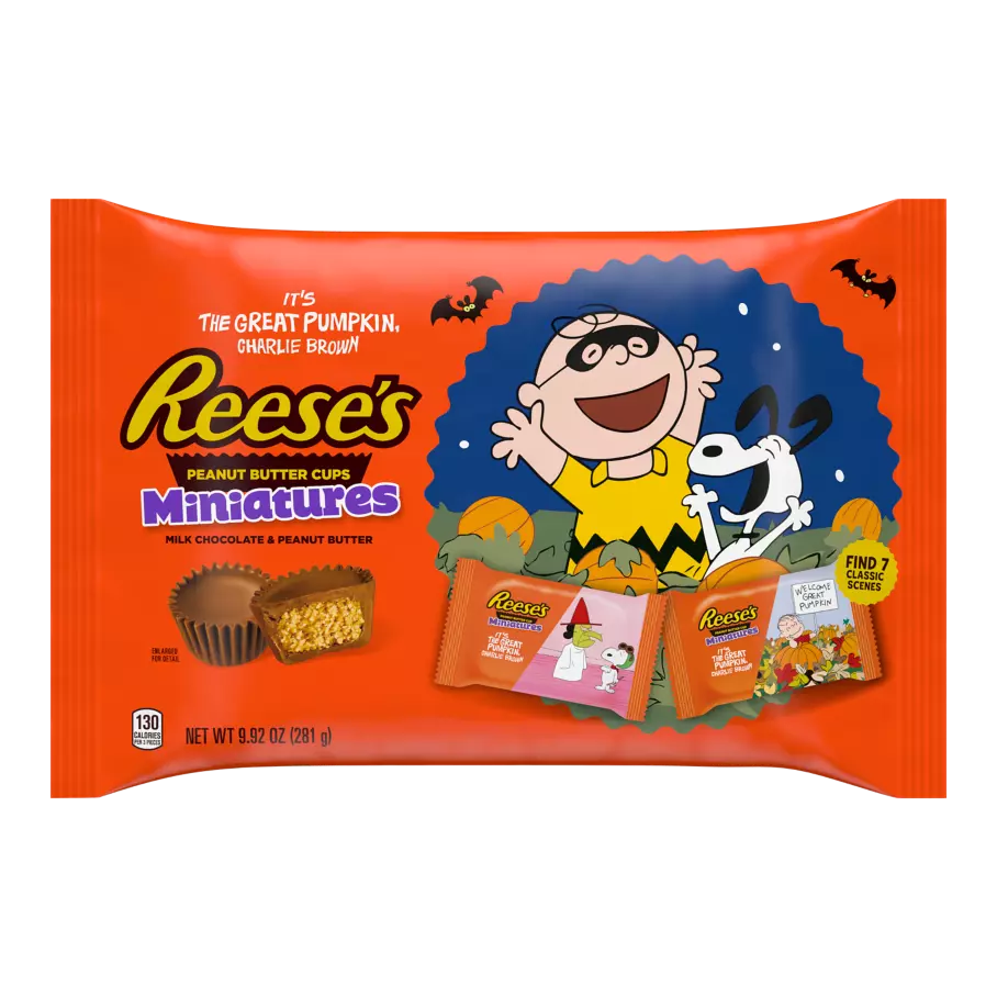 REESE'S Snoopy™ & Friends Wrappers Milk Chocolate Miniatures Peanut Butter Cups, 9.92 oz bag - Front of Package