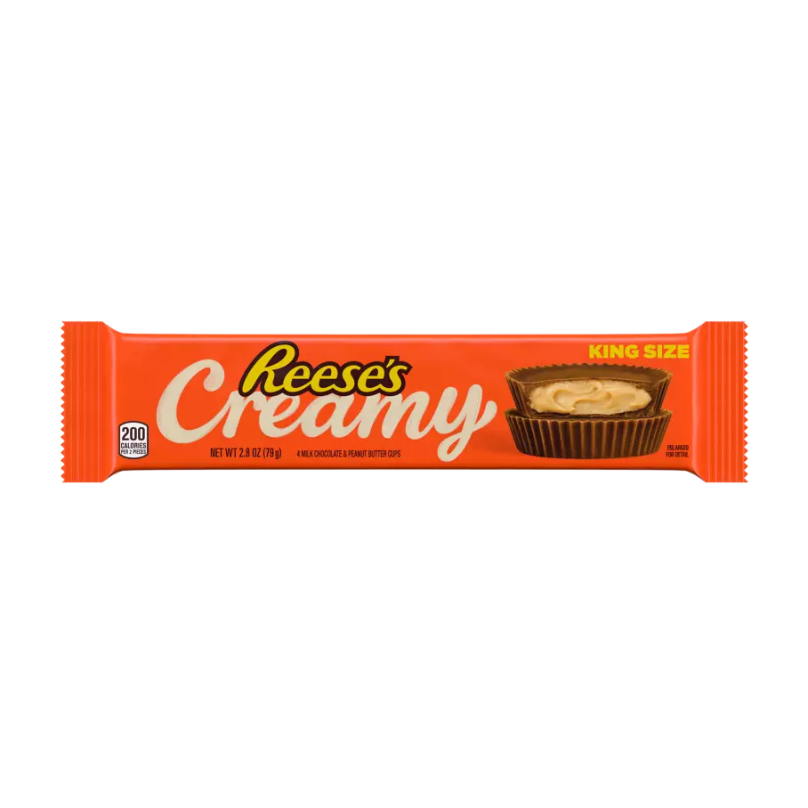 REESE'S Creamy Milk Chocolate King Size Peanut Butter Cups, 2.8 oz - Front of Package