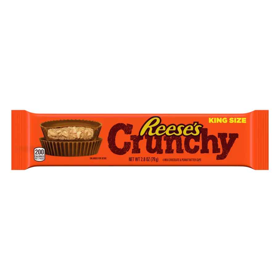 REESE'S Crunchy Milk Chocolate King Size Peanut Butter Cups, 2.8 oz - Front of Package