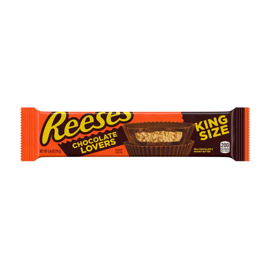 REESE'S Chocolate Lovers Milk Chocolate King Size Peanut Butter Cups, 2.8 oz - Front of Package