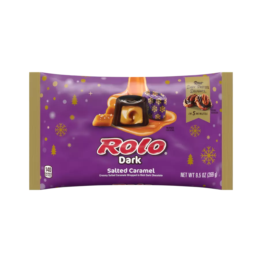 ROLO® Dark Salted Caramel in Rich Dark Chocolate Holiday Candy, 9.5 oz bag - Front of Package