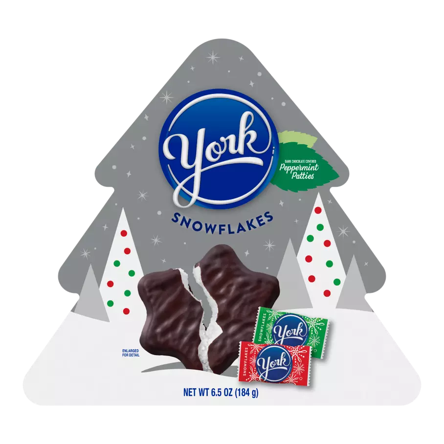 YORK Snowflakes Dark Chocolate Peppermint Patties, 6.5 oz gift box - Front of Package