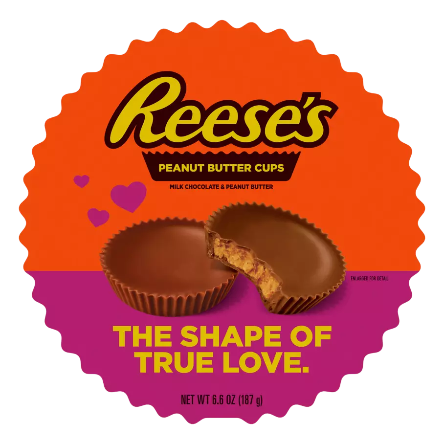 REESE'S Valentine's Milk Chocolate Peanut Butter Cups, 6.6 oz gift box - Front of Package