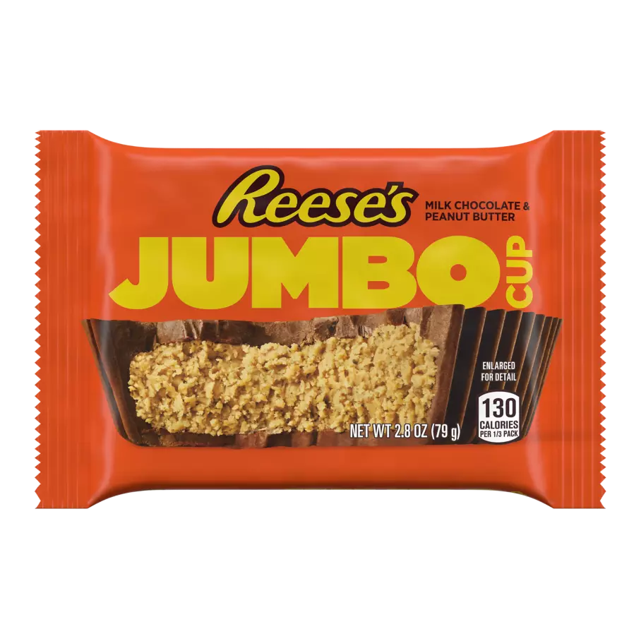 REESE'S Jumbo Cup Milk Chocolate Peanut Butter Cup, 2.8 oz - Front of Package