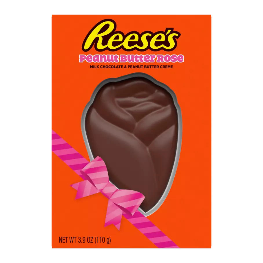 REESE'S Milk Chocolate Peanut Butter Creme Rose, 3.9 oz box - Front of Package