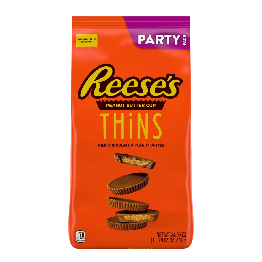 REESE'S THiNS Milk Chocolate Peanut Butter Cups, 3.1 oz bag