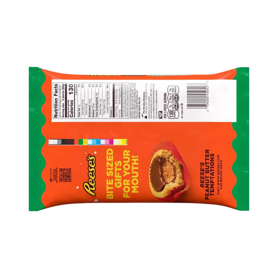 REESE'S Holiday Milk Chocolate Miniatures Peanut Butter Cups, 17.1 oz bag - Back of Package