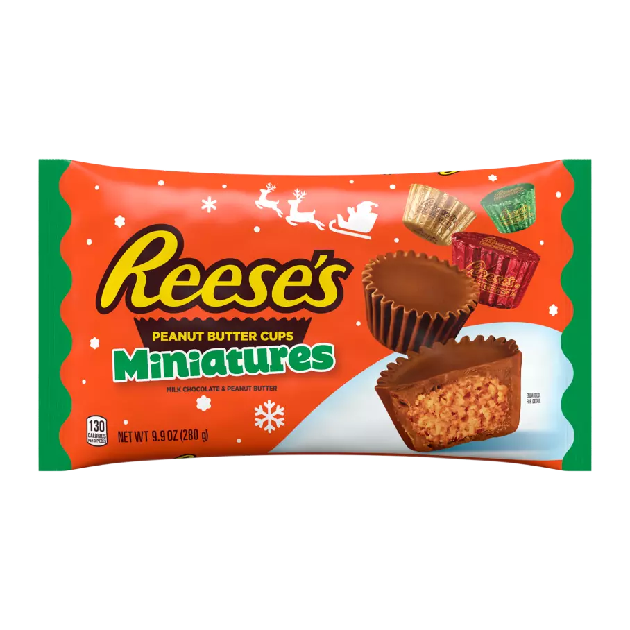 REESE'S Holiday Milk Chocolate Miniatures Peanut Butter Cups, 9.9 oz bag