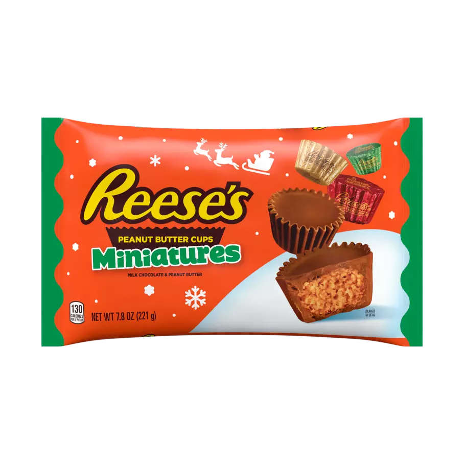 REESE'S Holiday Milk Chocolate Miniatures Peanut Butter Cups, 7.8