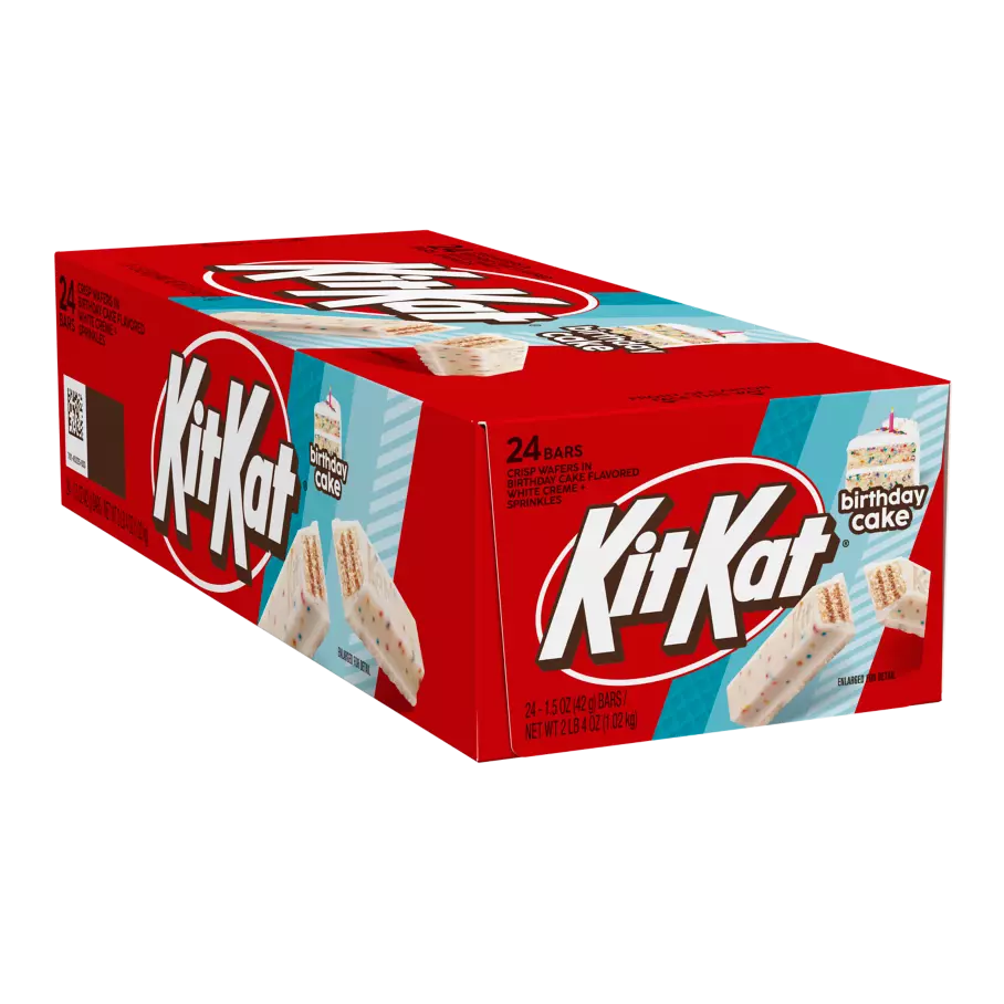 KIT KAT® Birthday Cake Candy Bars, 1.5 oz, 24 count box - Front of Package