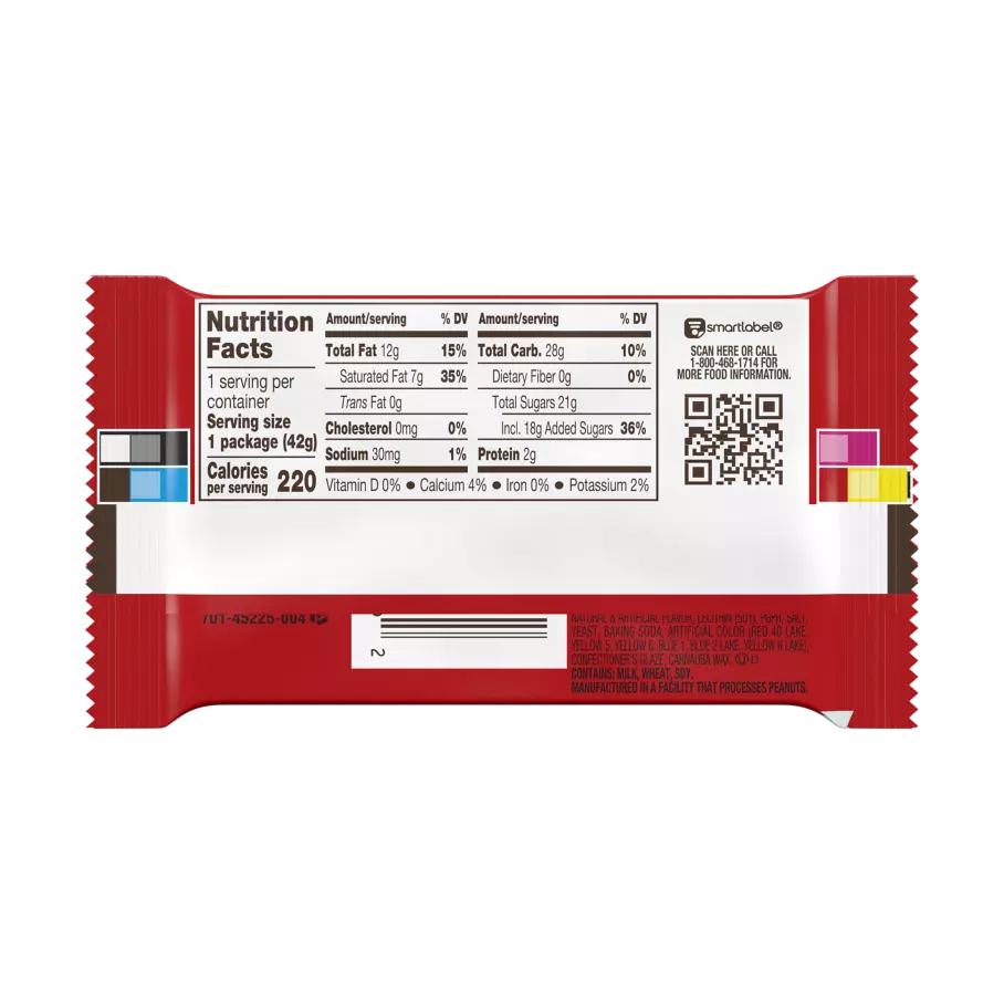 KIT KAT® Birthday Cake Candy Bar, 1.5 oz - Back of Package