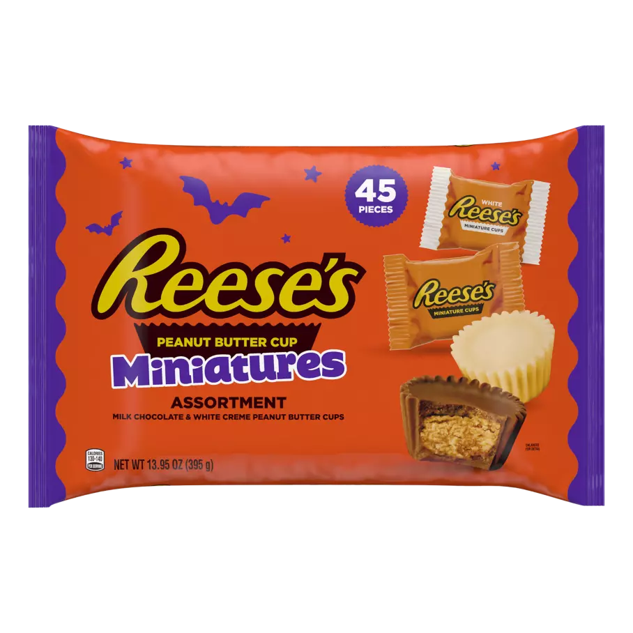 REESE'S Halloween Miniatures Assortment, 13.95 oz bag, 45 pieces - Front of Package
