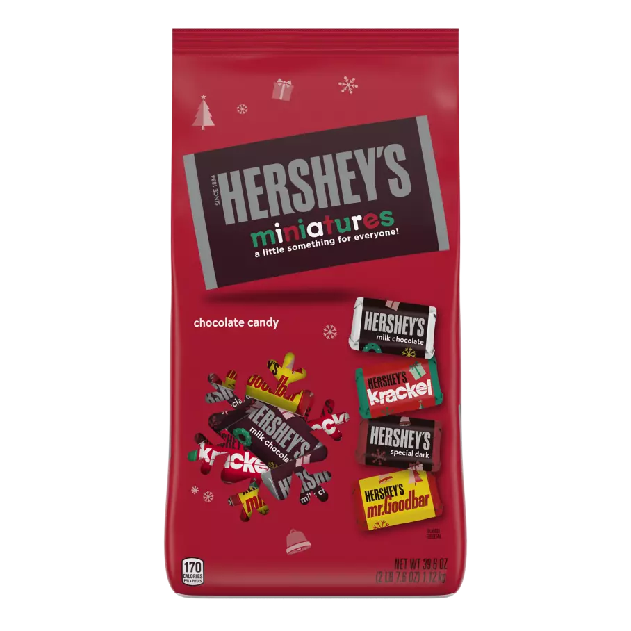 HERSHEY'S Holiday Miniatures Assortment, 39.6 oz bag - Front of Package