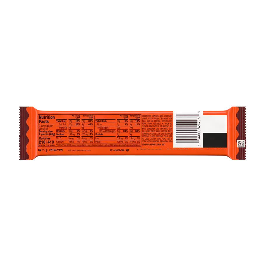REESE'S Red Velvet Milk Chocolate King Size Peanut Butter Cups, 2.8 oz - Back of Package