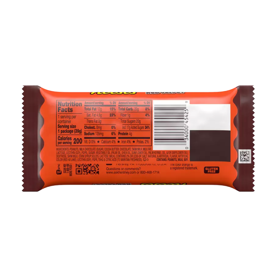 REESE'S Red Velvet Milk Chocolate Peanut Butter Cups, 1.4 oz - Back of Package