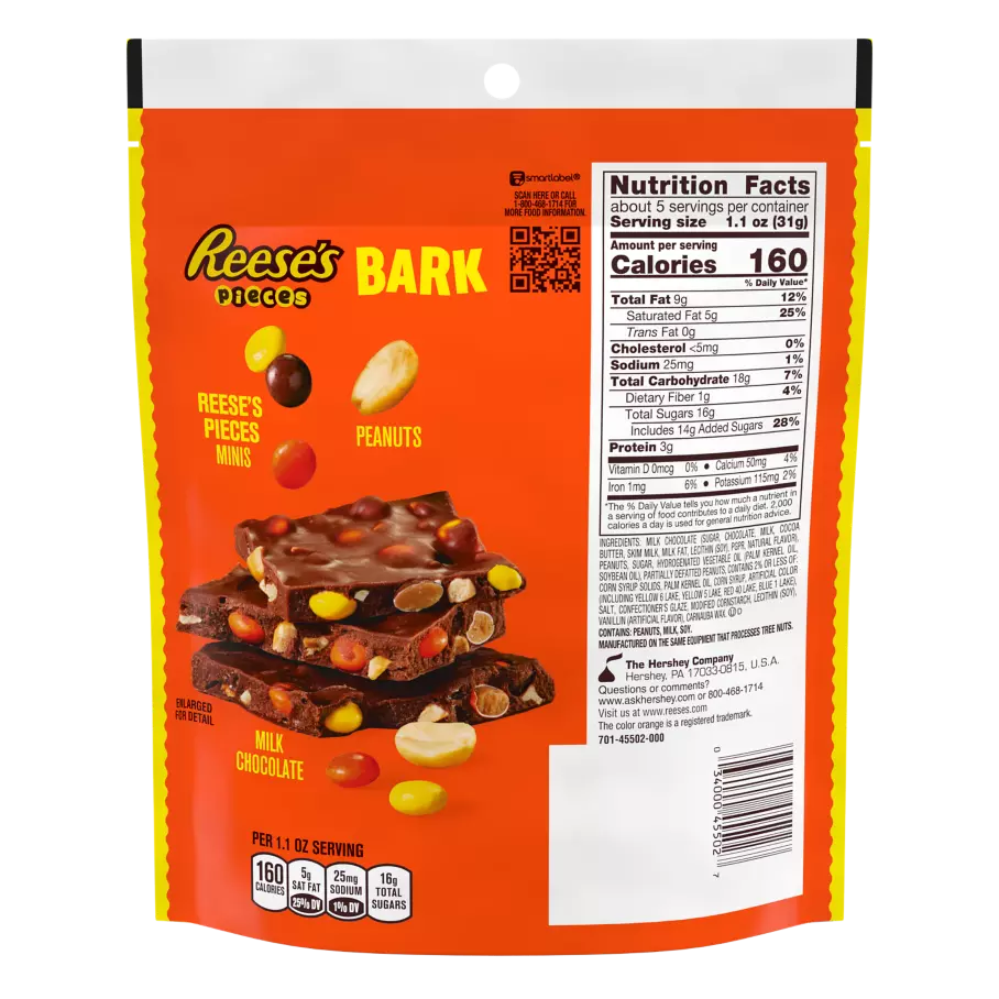 REESE'S PIECES Bark, 6 oz bag - Back of Package