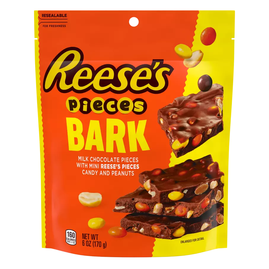REESE'S PIECES Bark, 6 oz bag - Front of Package