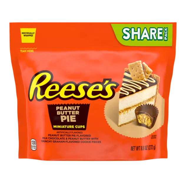 REESE'S Peanut Butter Pie Miniatures Peanut Butter Cups, 9.6 oz bag - Front of Package