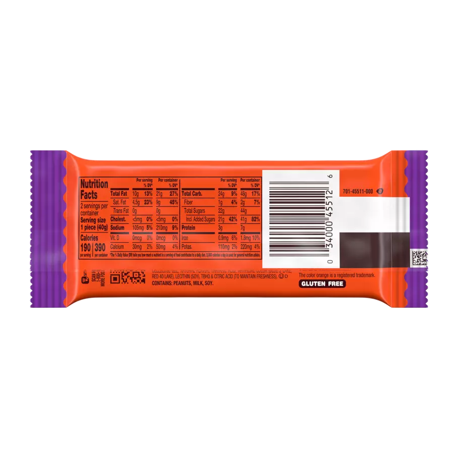 REESE'S PB&J Grape Big Cup King Size Peanut Butter Cups, 2.8 oz - Back of Package