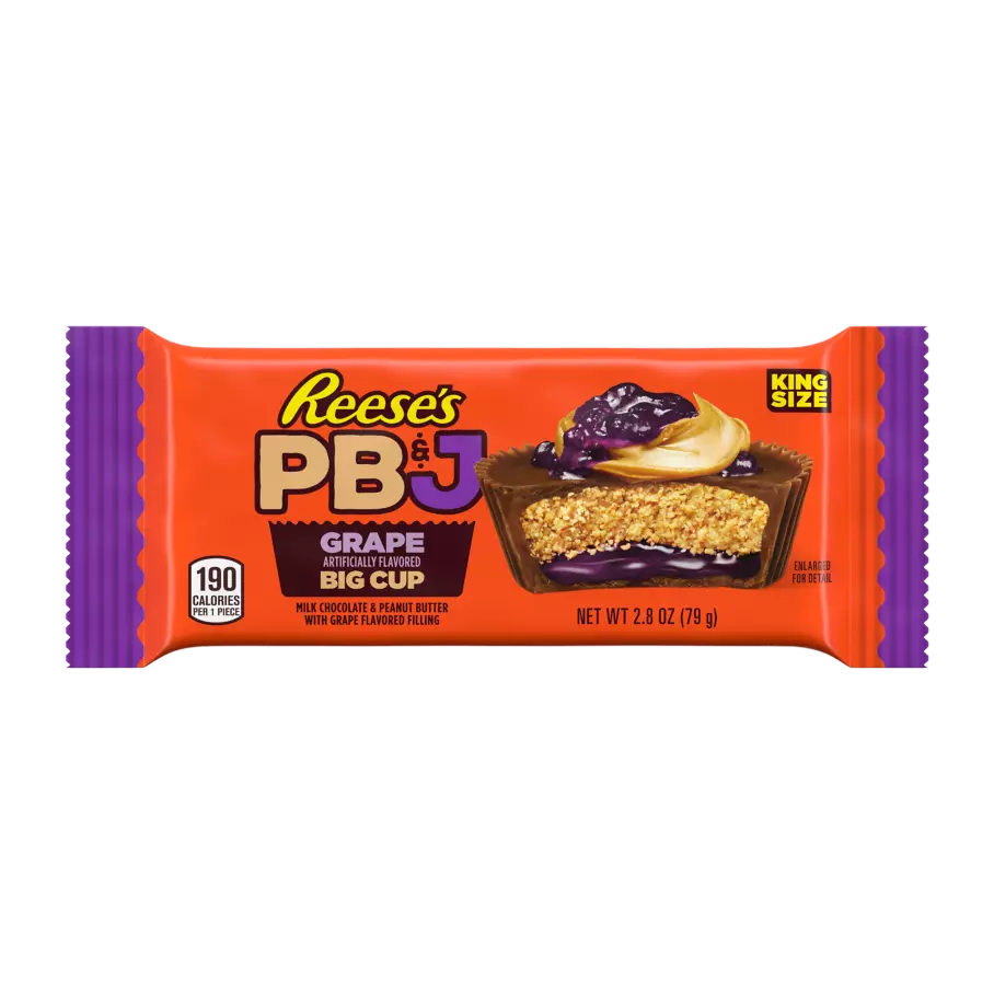 REESE'S PB&J Grape Big Cup King Size Peanut Butter Cups, 2.8 oz - Front of Package