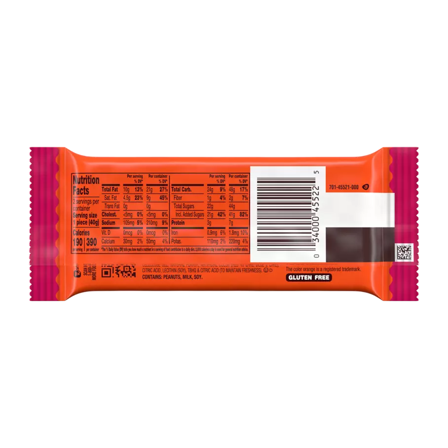 REESE'S PB&J Strawberry Big Cup King Size Peanut Butter Cups, 2.8 oz - Back of Package