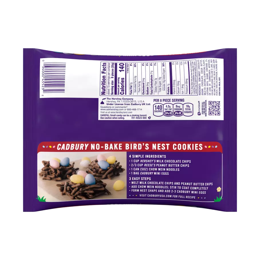 CADBURY MINI EGGS Royal Dark Chocolate Candy, 16 oz bag - Back of Package