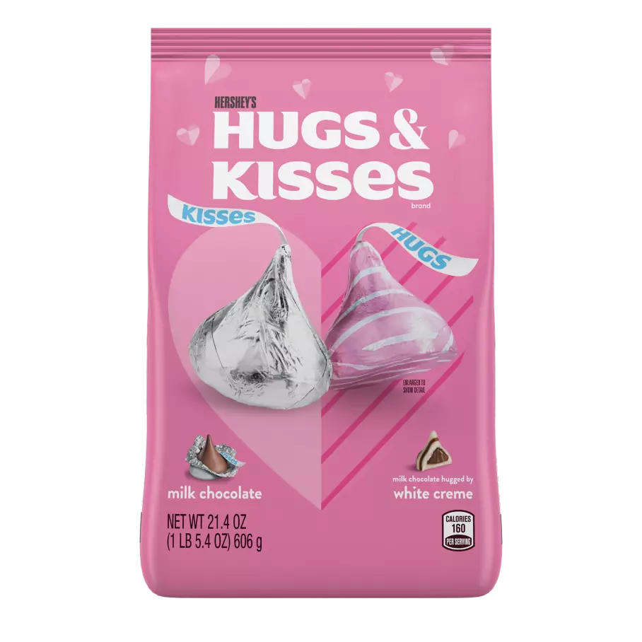 HERSHEY'S HUGS & KISSES Valentine's Assortment, 21.4 oz bag - Front of Package