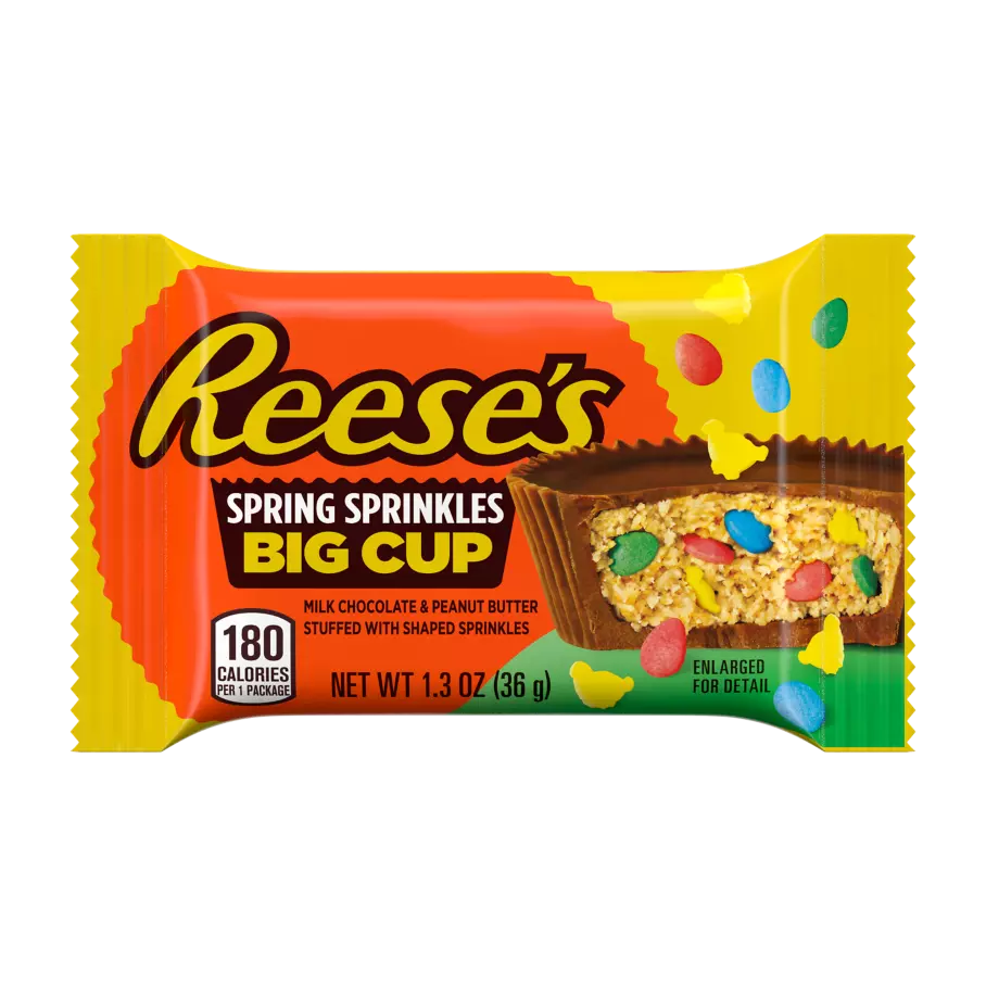 REESE'S Big Cup with Spring Sprinkles Milk Chocolate Peanut Butter Cup, 1.3 oz - Front of Package