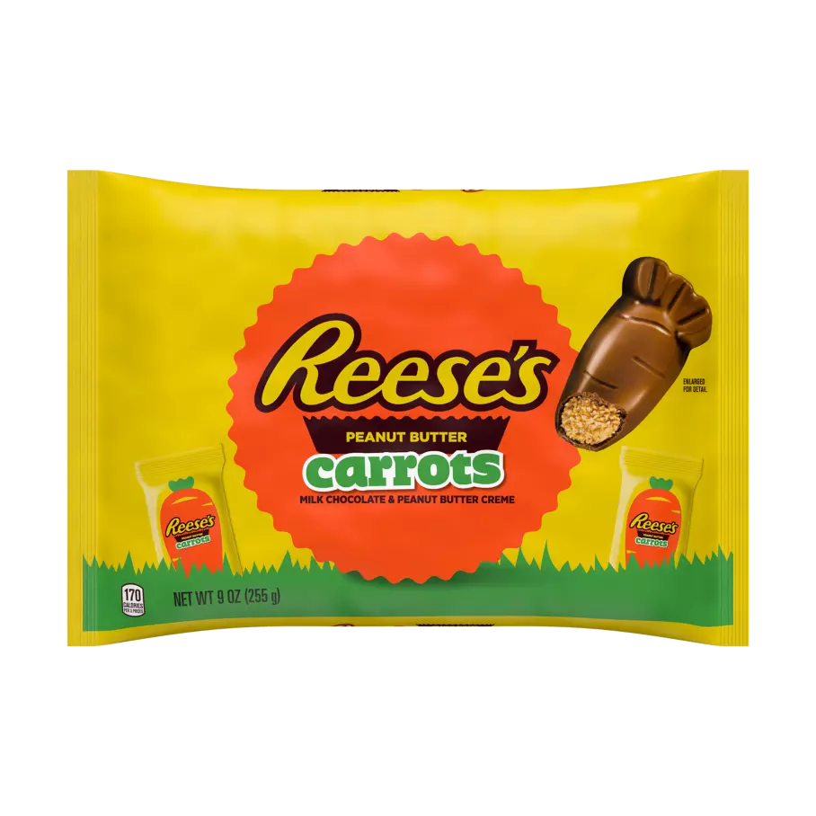 REESE'S Milk Chocolate Peanut Butter Carrots, 9 oz bag - Front of Package
