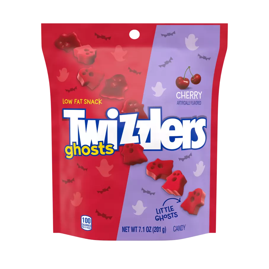 TWIZZLERS Ghosts Cherry Candy, 7.1 oz bag - Front of Package