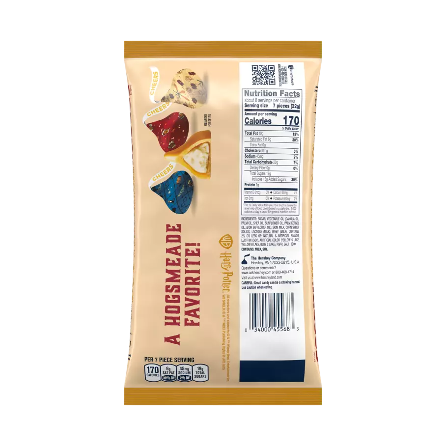 HERSHEY'S KISSES Harry Potter™ Butterbeer Flavor Candies, 9 oz bag - Back of Package