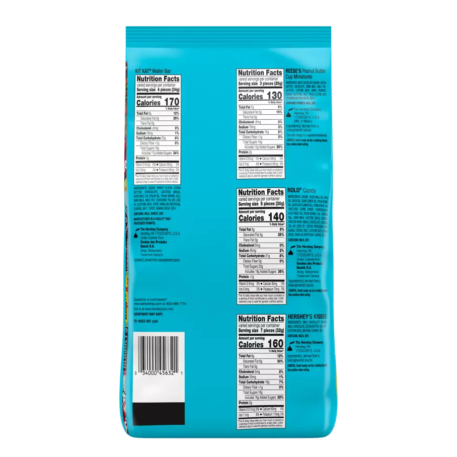 Hershey Easter Chocolate Assortment, 42.05 oz bag, 170 pieces - Back of Package