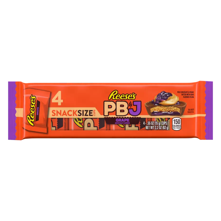 REESE'S PB&J Grape Snack Size Peanut Butter Cups, 2.2 oz, 4 pack - Front of Package